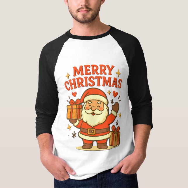  Cute Santa Claus Christmas Art –  Merry Christmas T-Shirt (Front)