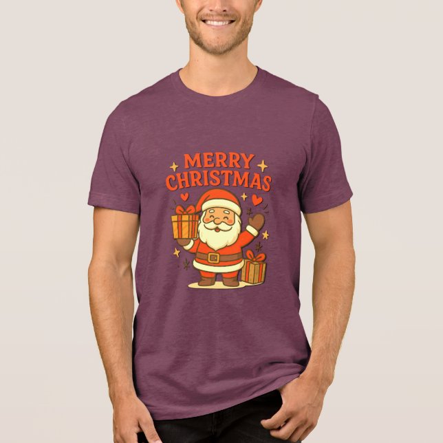  Cute Santa Claus Christmas Art –  Merry Christmas Tri-Blend Shirt (Front)