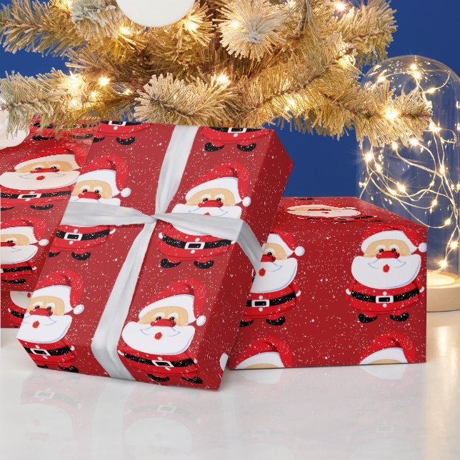 Cute Santa Claus Christmas custom holiday gift Wrapping Paper (Holidays)