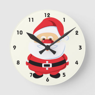 Cute Santa Claus Christmas design Round Clock
