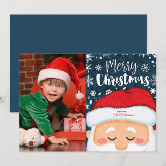 Cute Santa Claus Christmas Photo Greeting Card