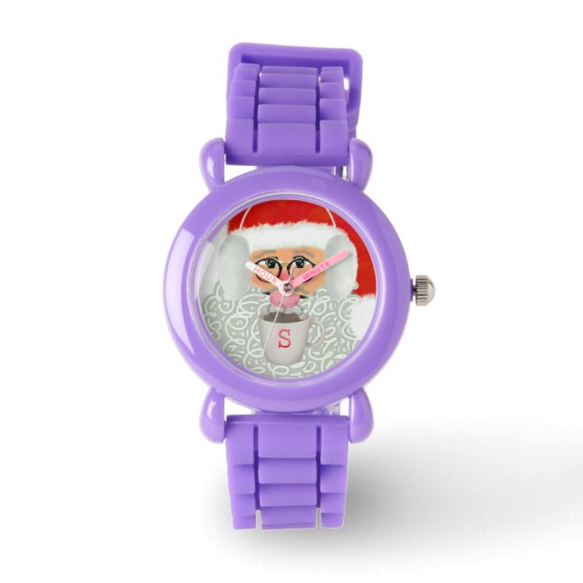 Cute Santa Claus Christmas Red Glitter Kid's Watch (Front)