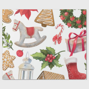 Cute Santa Claus Christmas Sweets Personalized Wrapping Paper