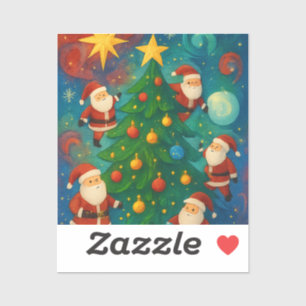 Cute Santa Claus Christmas Tree Illustration