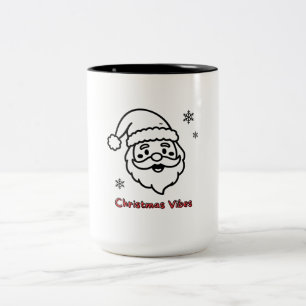 Cute Santa Claus Christmas Vibes Funny Winter Holi Two-Tone Coffee Mug