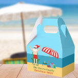 Cute Santa Claus Custom Beach Christmas Party Favour Box<br><div class="desc">This cute custom Christmas in July party favour box makes perfect summer party decor for a beach bash or pool gathering. Make it a fun north pole themed extravaganza with Santa Claus in his swimming trunks next to a red and white striped beach umbrella and gifts. I've never seen Mr....</div>