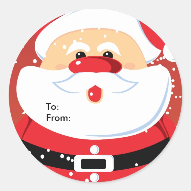 Cute Santa Claus custom sticker gift tag (Front)