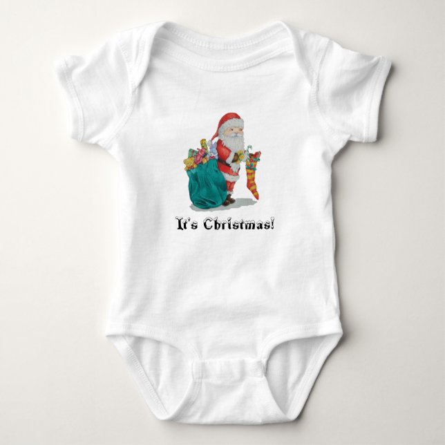 Cute santa claus getting ready for Christmas Baby Bodysuit (Front)