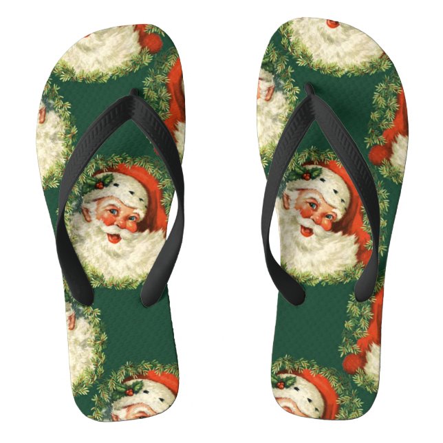 Cute Santa Claus Happy Face Christmas    Jandals (Footbed)