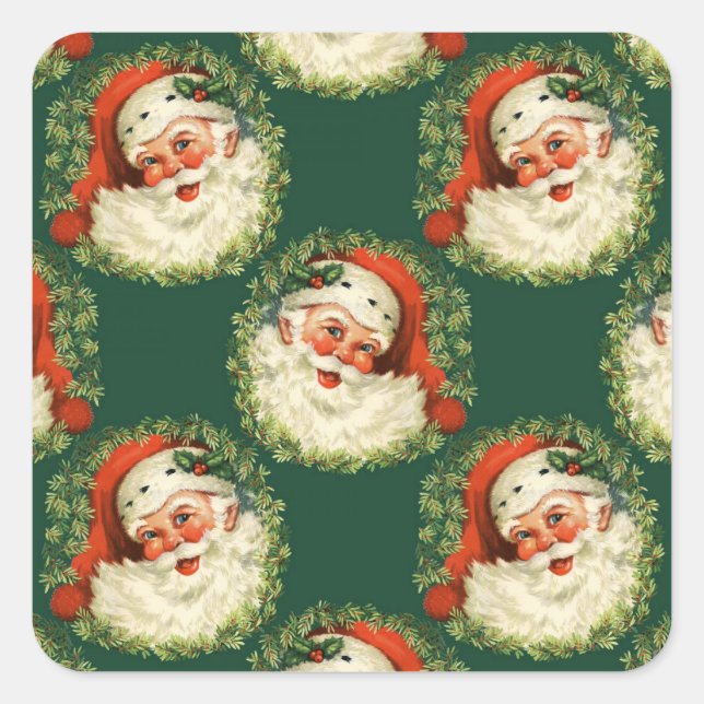 Cute Santa Claus Happy Face Christmas    Square Sticker (Front)