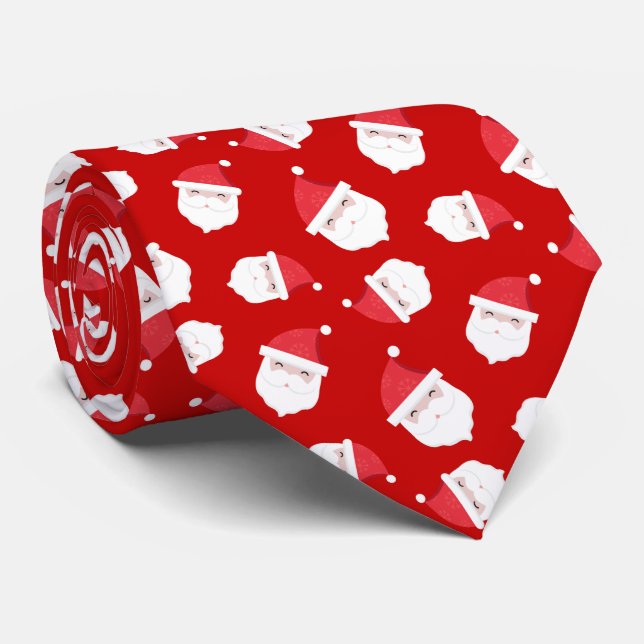 Cute Santa Claus Head Pattern Christmas Tie (Rolled)