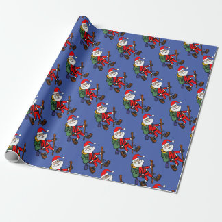 Cute Santa Claus Hiking Christmas Cartoon Wrapping Paper