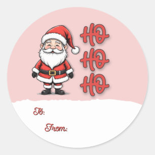 Cute Santa Claus Ho Ho Ho Christmas To From Classic Round Sticker