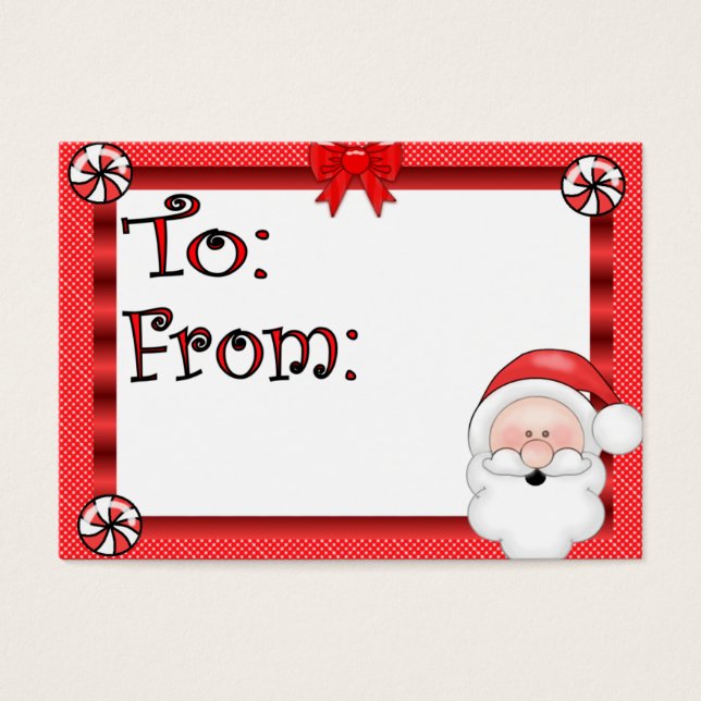 Cute Santa Claus Holiday Gift Tag (Front)