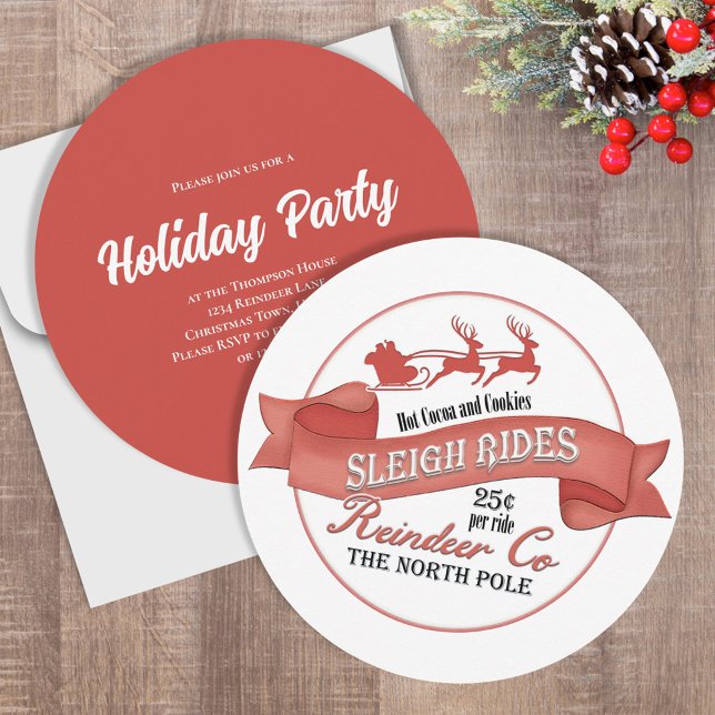 Cute Santa Claus Holiday Party Invitation (Christmas holiday party circle invitations.)