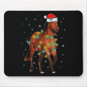 Cute Santa Claus Horse Xmas Tree Lights Merry Chri Mouse Pad