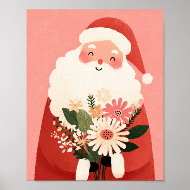 Cute Santa Claus Illustration Nursery Christmas Poster (Front)