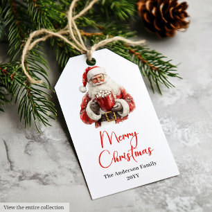 Cute Santa Claus Kids Festive Merry Christmas Tags