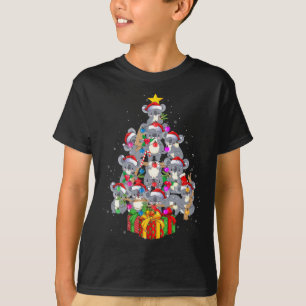 Cute Santa Claus Koala Bear Christmas Tree Lights T-Shirt
