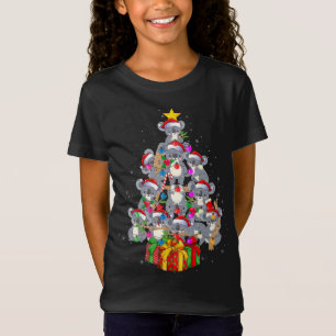 Cute Santa Claus Koala Bear Christmas Tree Lights T-Shirt