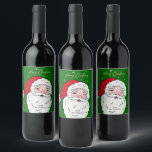 Cute Santa Claus Merry Christmas Gift Tag Wine Label<br><div class="desc">Cute Santa Claus Merry Christmas Gift Tag</div>