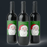 Cute Santa Claus Merry Christmas Gift Tag Wine Label<br><div class="desc">Cute Santa Claus Merry Christmas Gift Tag</div>