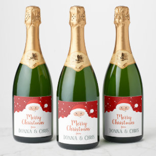 Cute Santa Claus - Merry Christmas  – Personalised Sparkling Wine Label