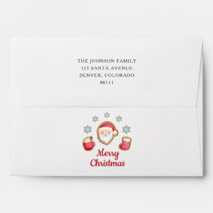 Cute Santa Claus Merry Christmas Return Address Envelope