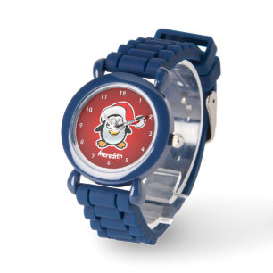 Cute Santa Claus Penguin Cartoon Watch