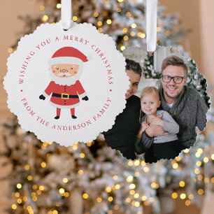 Cute Santa Claus Photo Holiday Tree Decoration Card
