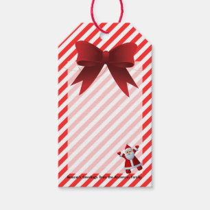 Cute Santa Claus Red Bow Merry Christmas Stripes Gift Tags