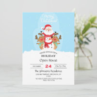 Cute Santa Claus, reindeer and snowman