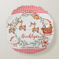 Cute Santa Claus Reindeer Snowman 1st Christmas