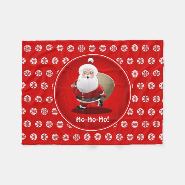 Cute Santa Claus With A Sack Full Of Gifts Fleece Blanket (Front (Horizontal))