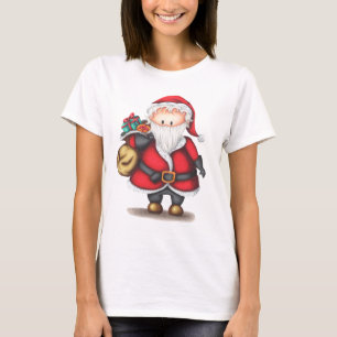 Cute Santa Claus with bag of presents illustrated T-Shirt