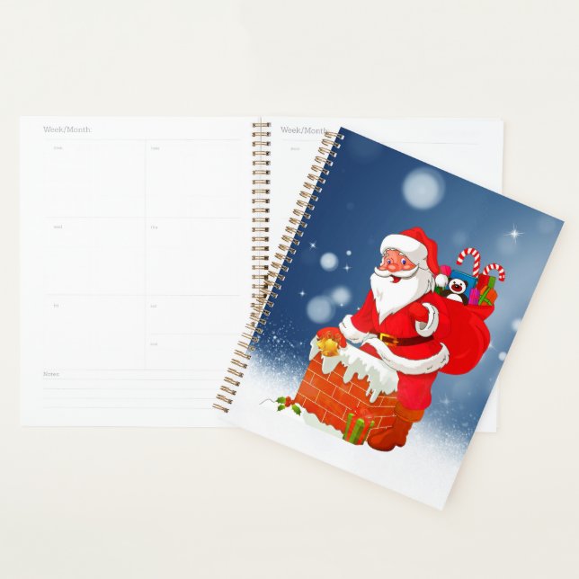 Cute Santa Claus with Gift Bag Christmas Snow Star Planner (Display)
