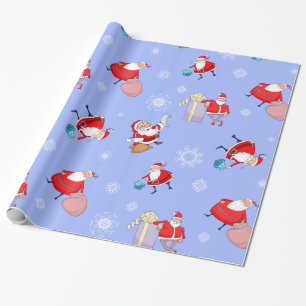 Cute Santa Clause with Gifts Holiday Wrapping Paper