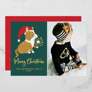 Cute Santa Corgi Photo Merry Christmas