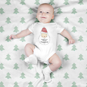 Cute Santa Custom Baby's First Christmas Baby Bod Bodysuit
