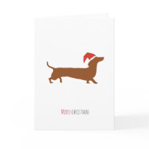 Cute Santa Dachshund Christmas card