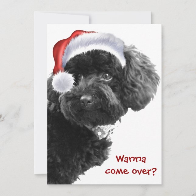 Cute Santa Dog l Christmas Party Custom Invites (Front)