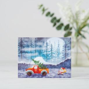 Cute Santa Driving on a Moped Holiday Postcard