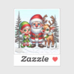 Cute Santa, Elf and Reindeer Christmas<br><div class="desc">Cute cartoon Santa,  elf and reindeer Christmas stickers.</div>