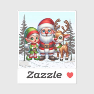 Cute Santa, Elf and Reindeer Christmas 