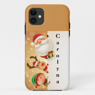 Cute Santa ,Elf and reindeer Printed Personalised Case-Mate iPhone Case