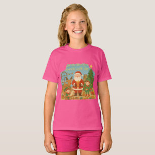 Cute Santa & Elves New Year Holiday Card T-Shirt