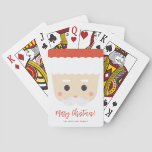 Cute Santa Face Merry Christmas Playing Cards