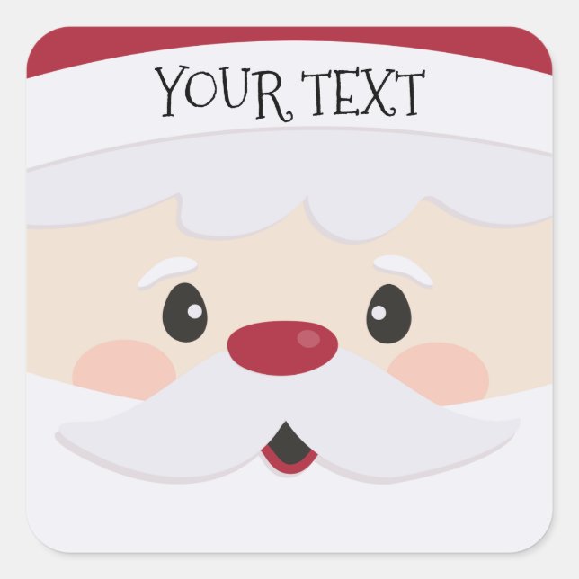 Cute Santa Face Personalised Sticker (Front)
