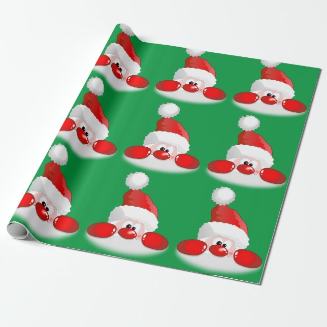 Cute Santa Face Wrapping Paper (Unrolled)
