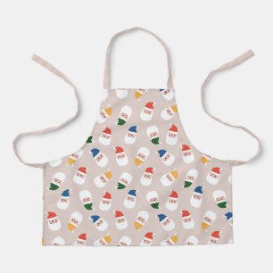 Cute Santa Faces Christmas Pattern Apron